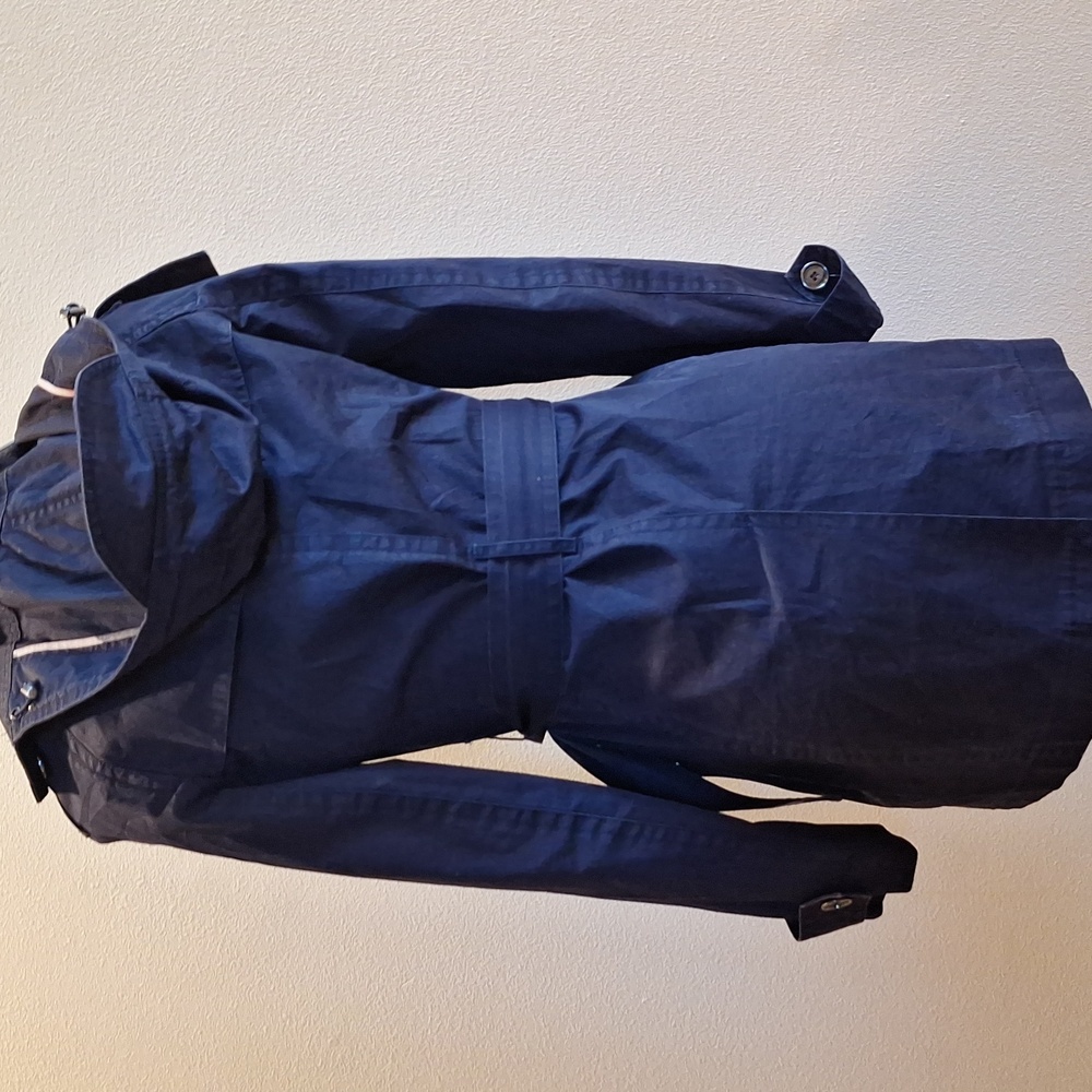 Spring Showers Brit Burberry Navy Double-Breasted Trench Coat Size 4 - Picture 2 of 13